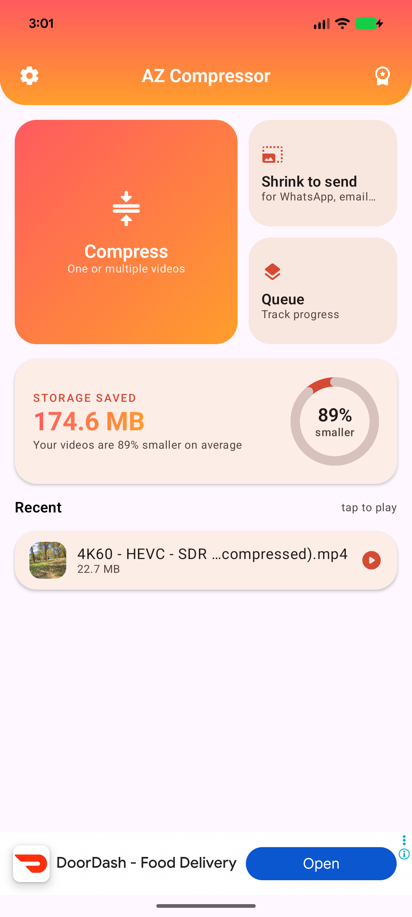Video Compressor: Reduce Size UI Screenshot