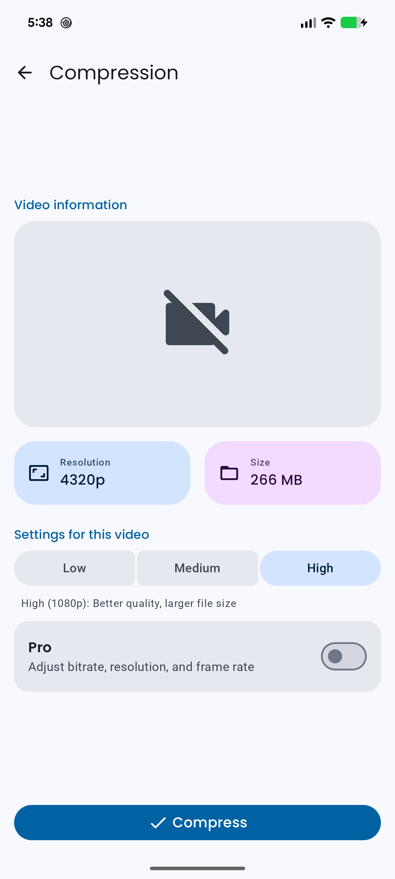 Squeezio - Video Compressor UI Screenshot