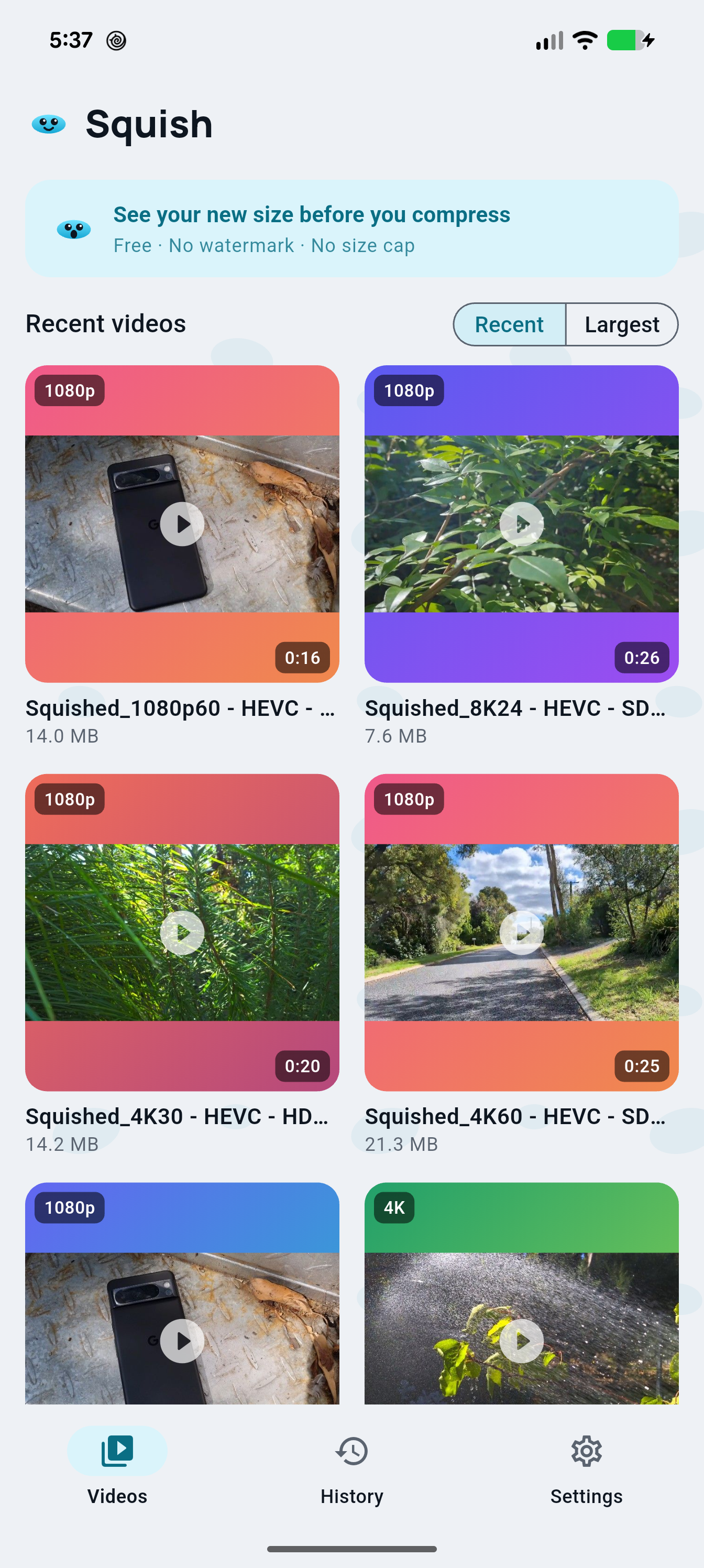 Squish: Video Compressor UI Screenshot